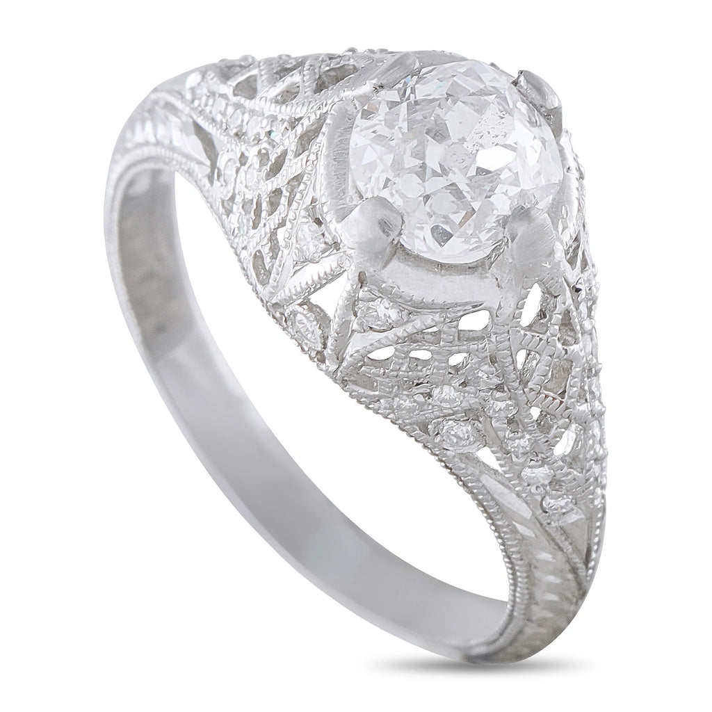 LB Exclusive Antique Platinum 0.93ct Diamond Ring MF14-080426