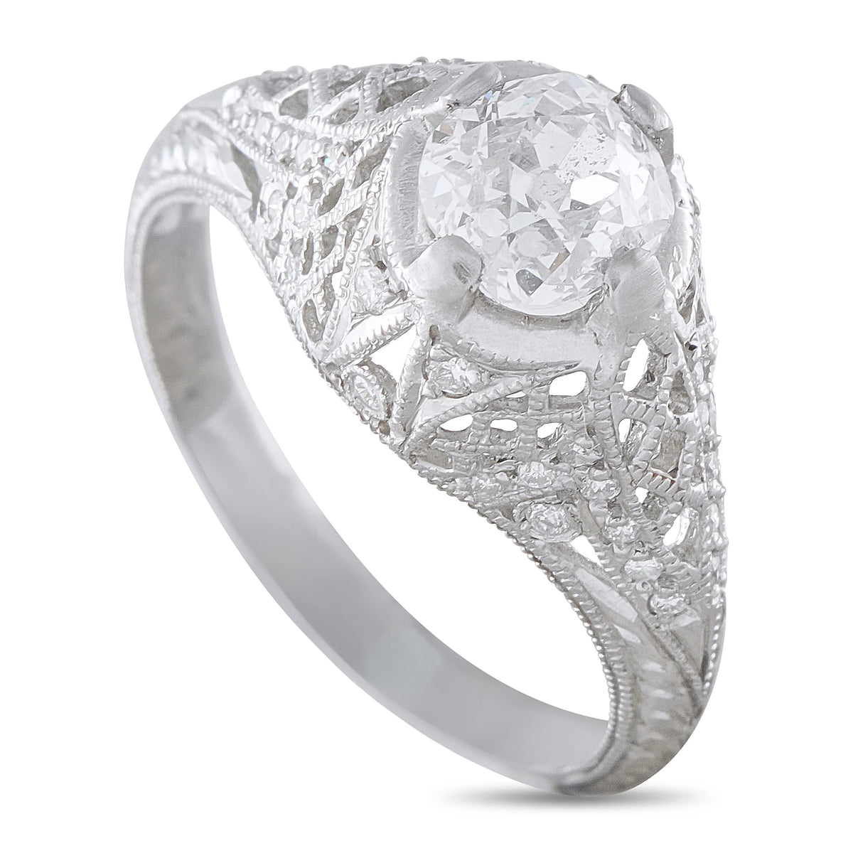 LB Exclusive Antique Platinum 0.93ct Diamond Ring MF14-080426