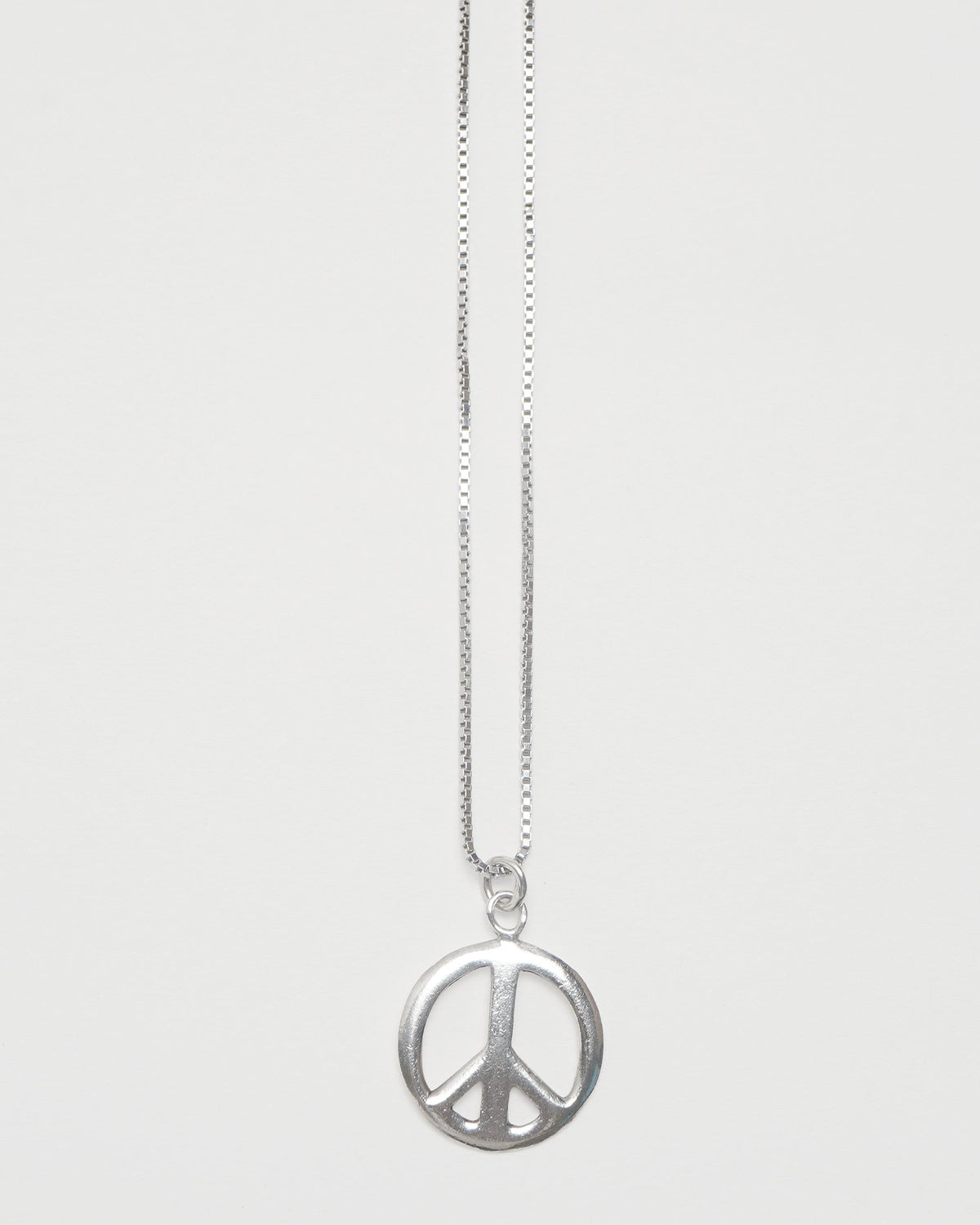 Silver Chain Necklace w/ Peace Sign Charm