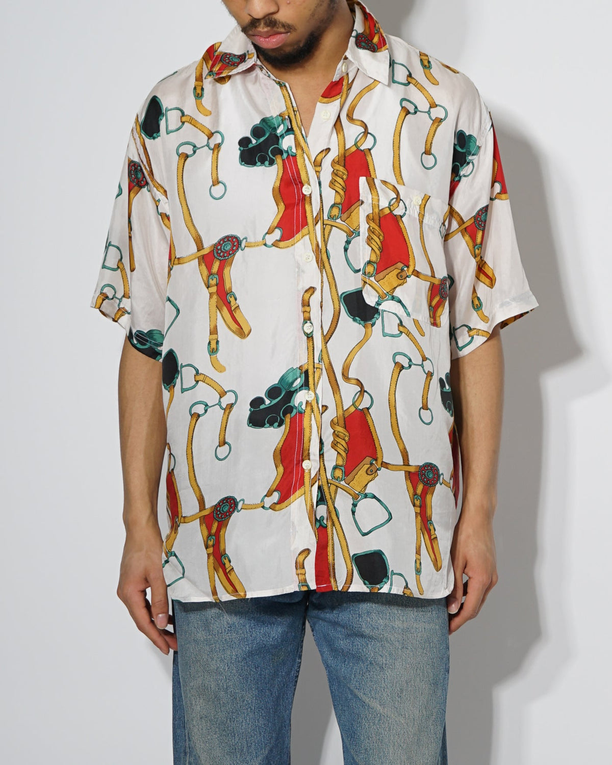 Silk Shirt Short Sleeve / Pattern M