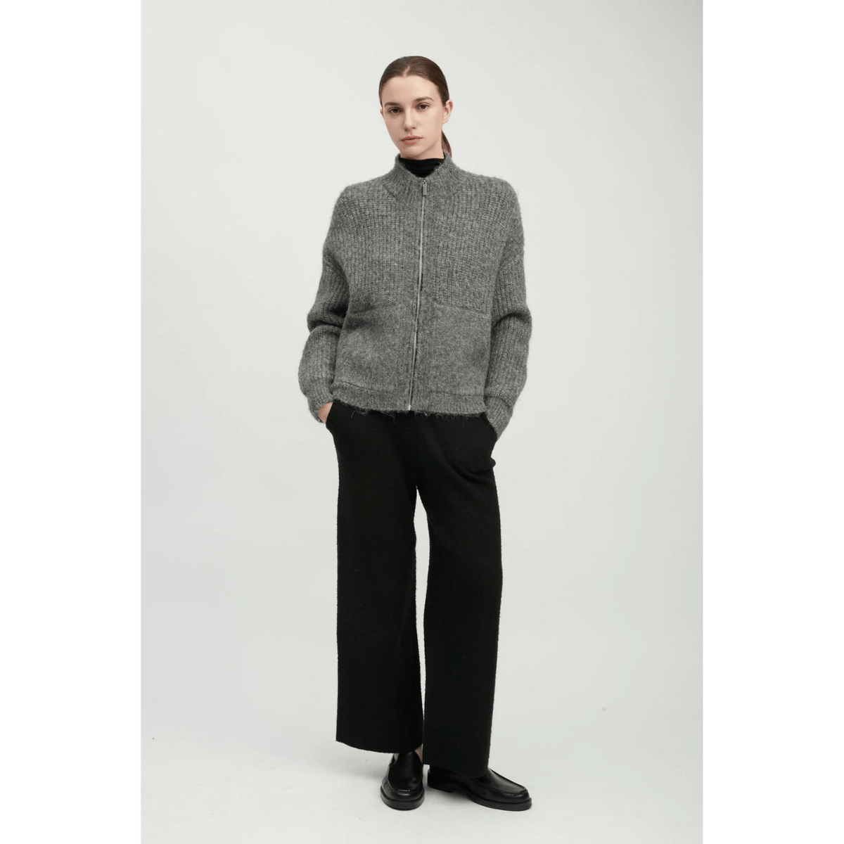 Alpaca Bomber Zip Cardigan
