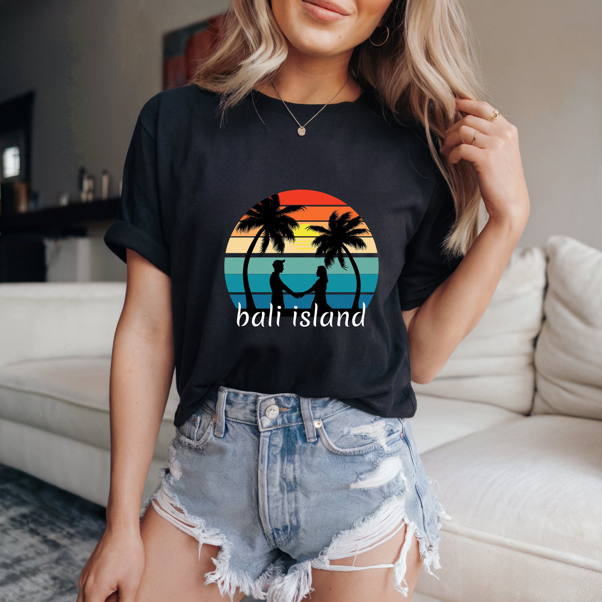 Couple On Vacation Women's Cartoon Cute Short Sleeves