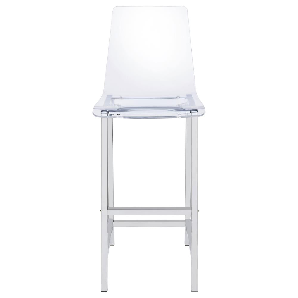 Modern Clear Bar Stools with Polished Chrome Metal Legs