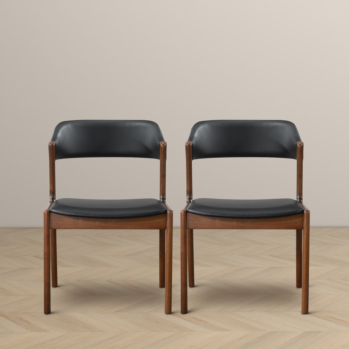 Contemporary Dining Chairs with Padded Seats -Set of 2
