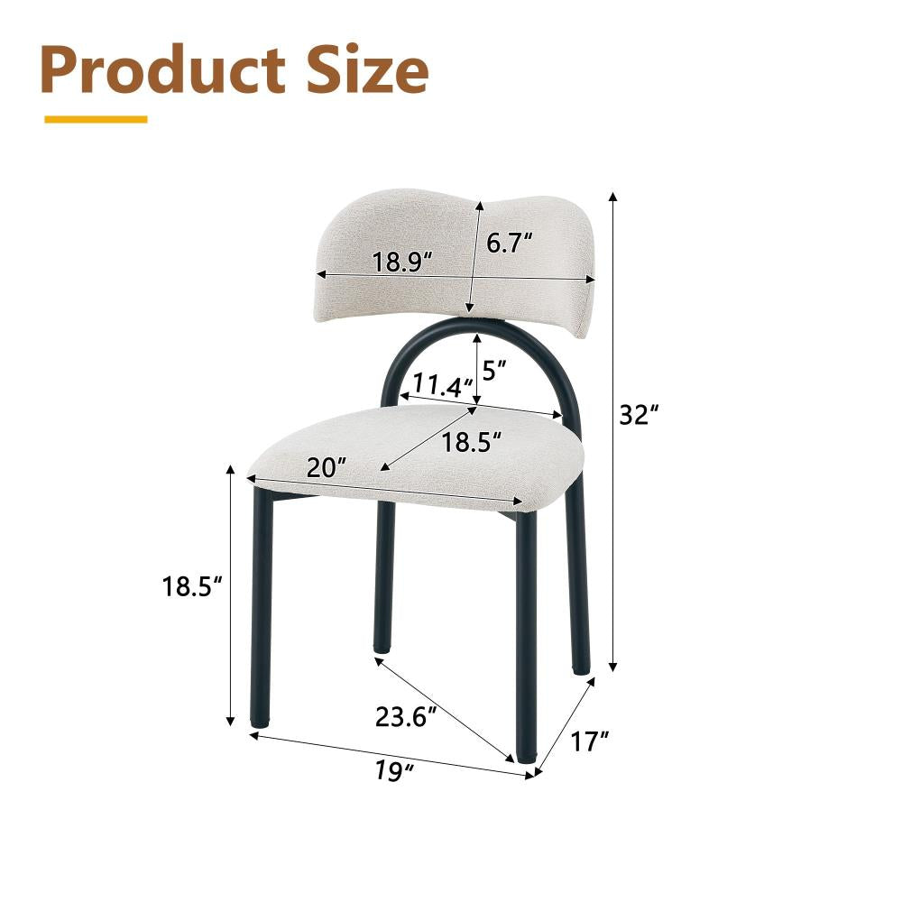 Modern Breathable Fabric Dining Chairs with Black Metal Frame