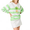 Ballad Long Sleeve Sweater In Multi Pineapple Embellishment