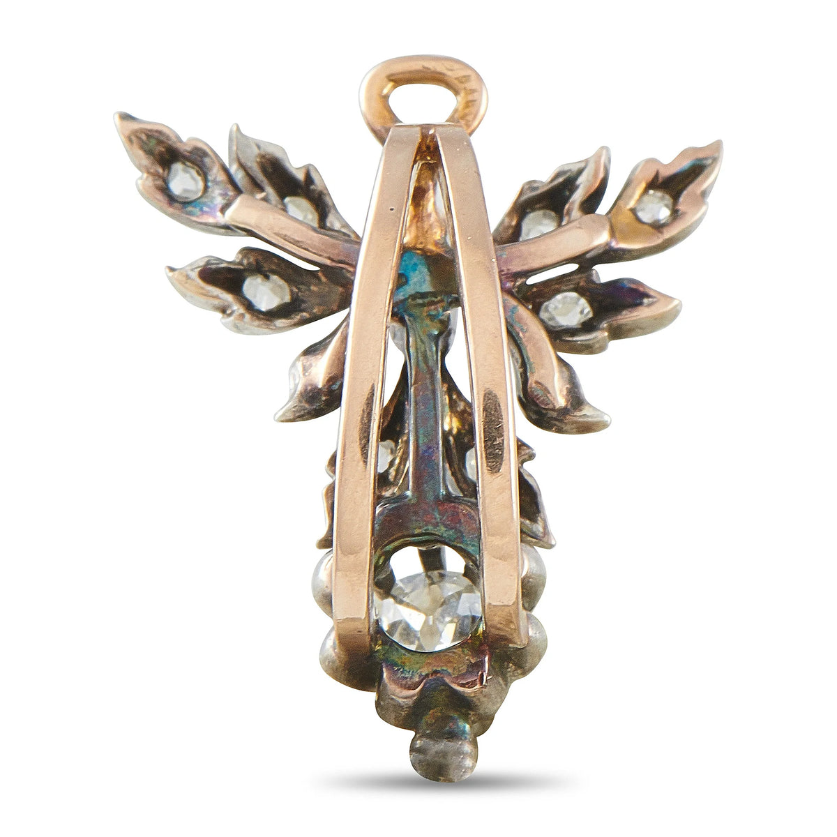 LB Exclusive Antique 18K Rose Gold and Silver 0.40ct Diamond French Pendant MF02-091426