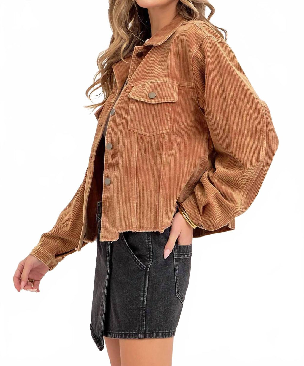 Corduroy Shacket In Camel