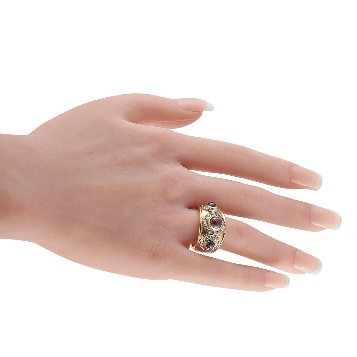 LB Exclusive 14K Yellow Gold 0.32ct Diamond, Ruby, and Sapphire Ring MF01-070826