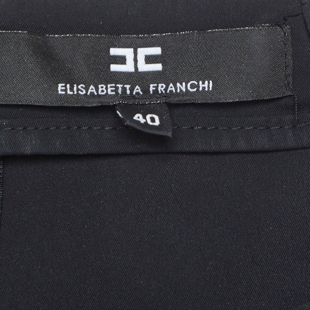 Elisabetta Franchi Black Stretch Crepe Short Sleeve Blouse