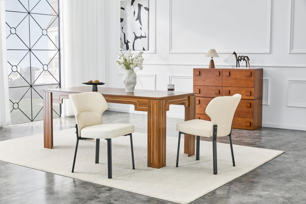 Elegant Dining Chairs with Padded PU Leather Seats and Stylish Metal Leg Construction