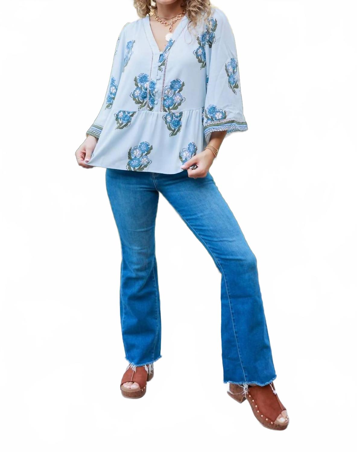 Monroe Fable Floral Blouse In Blue
