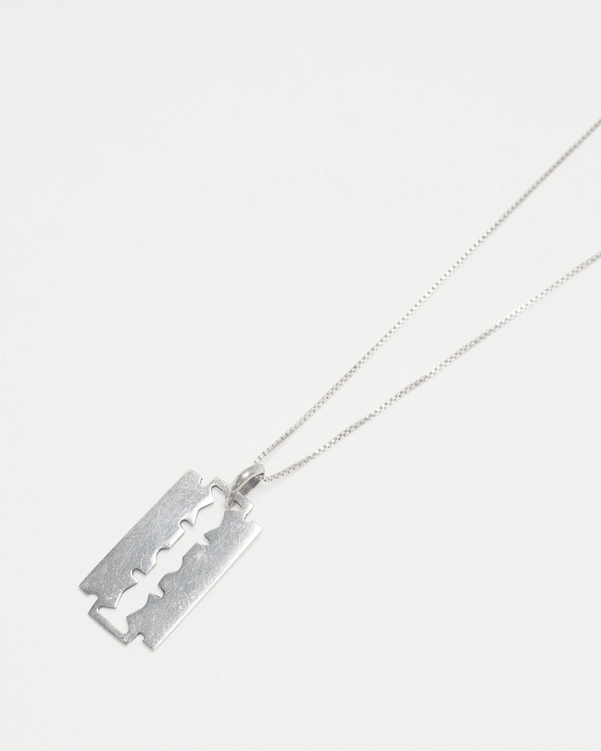 Silver Chain Necklace w/ Razor Blade Charm