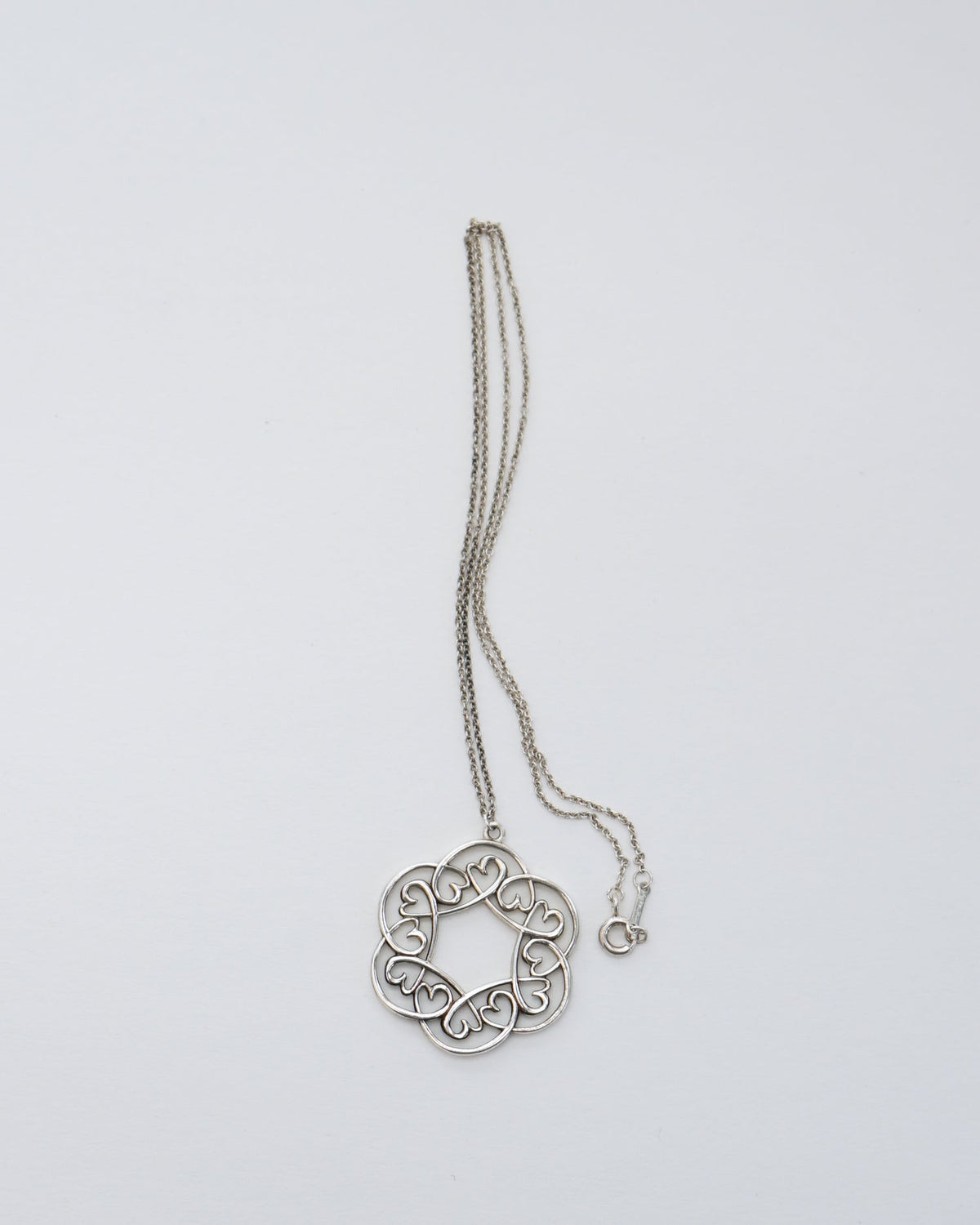 Silver Multi Hearts Medallion Necklace