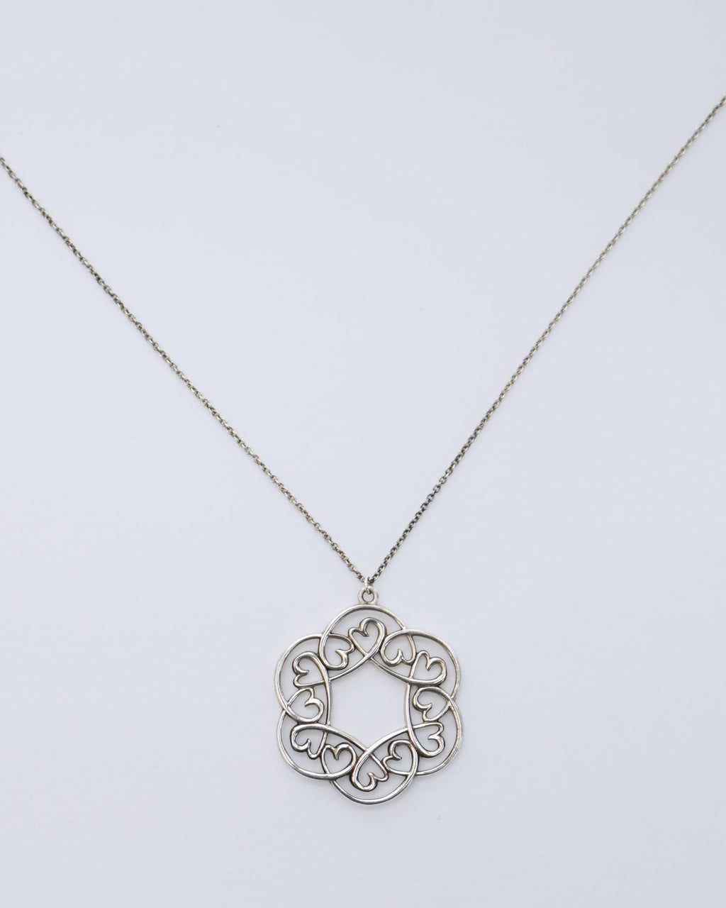 Silver Multi Hearts Medallion Necklace