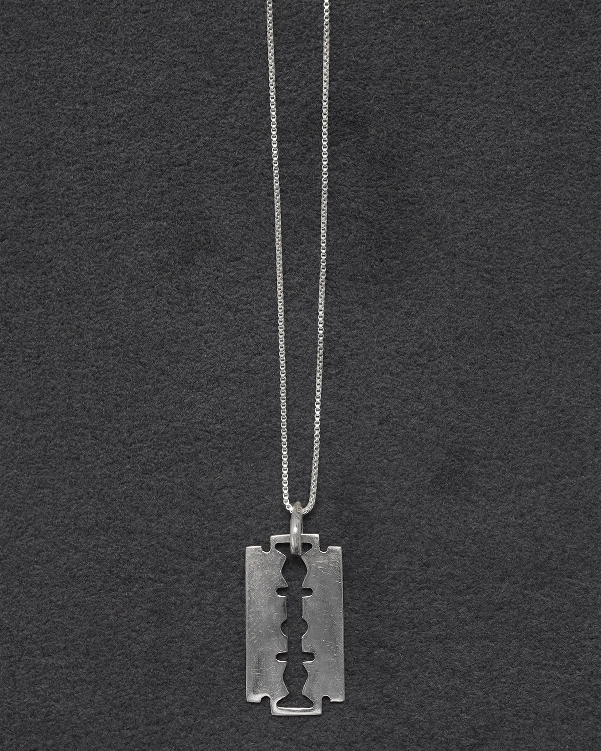 Silver Chain Necklace w/ Razor Blade Charm
