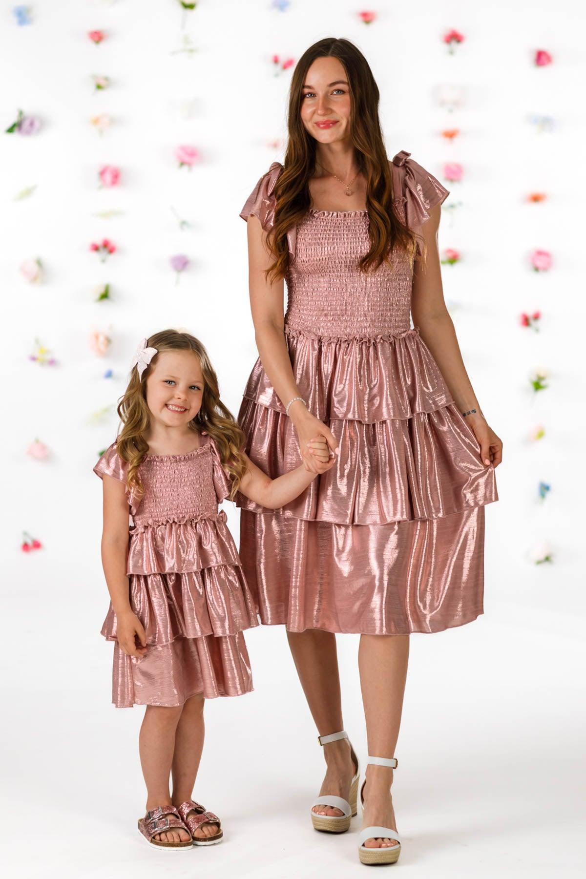 Mom & Me - Metallic Ruffle Dress