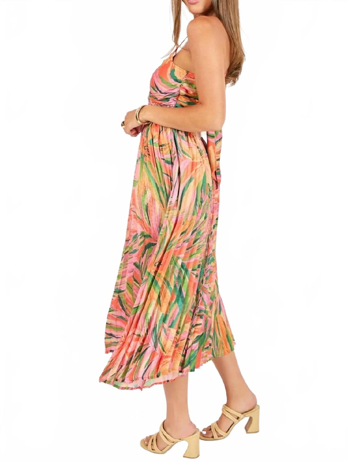 Sunset Ridge Pleated Dress In Multicolor