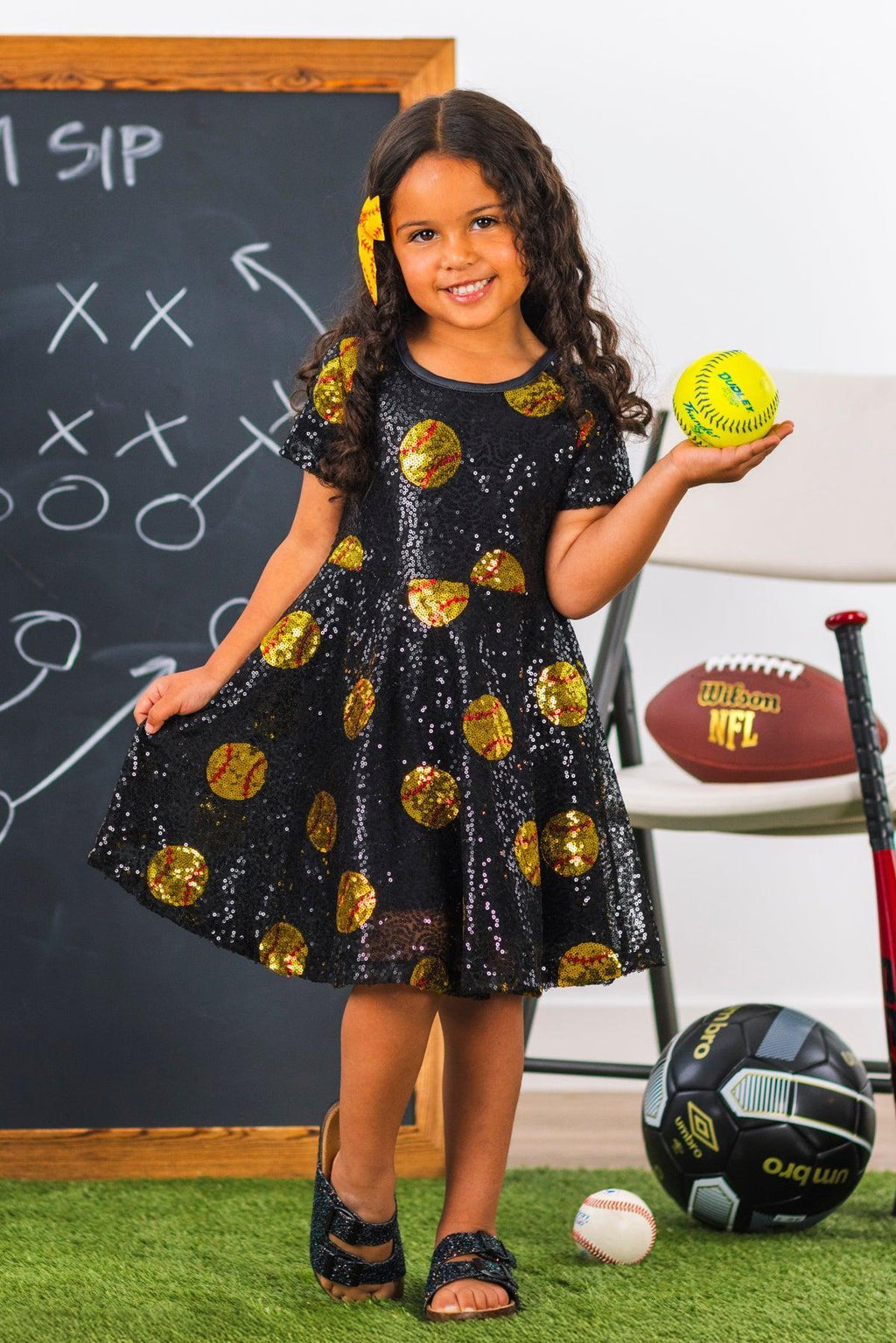 Black Sequin Softball Dress