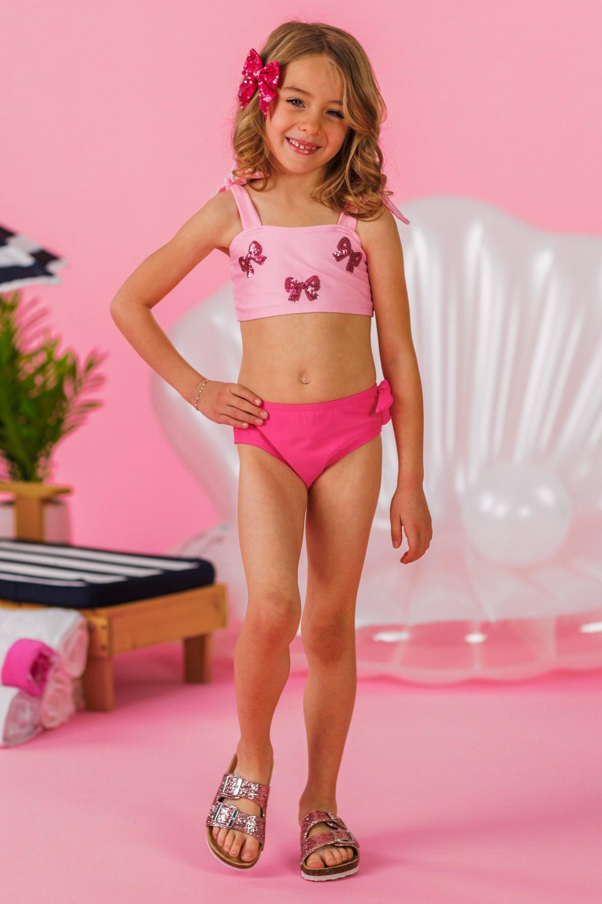 Mom & Me - Pink Sequin Bow Bikini