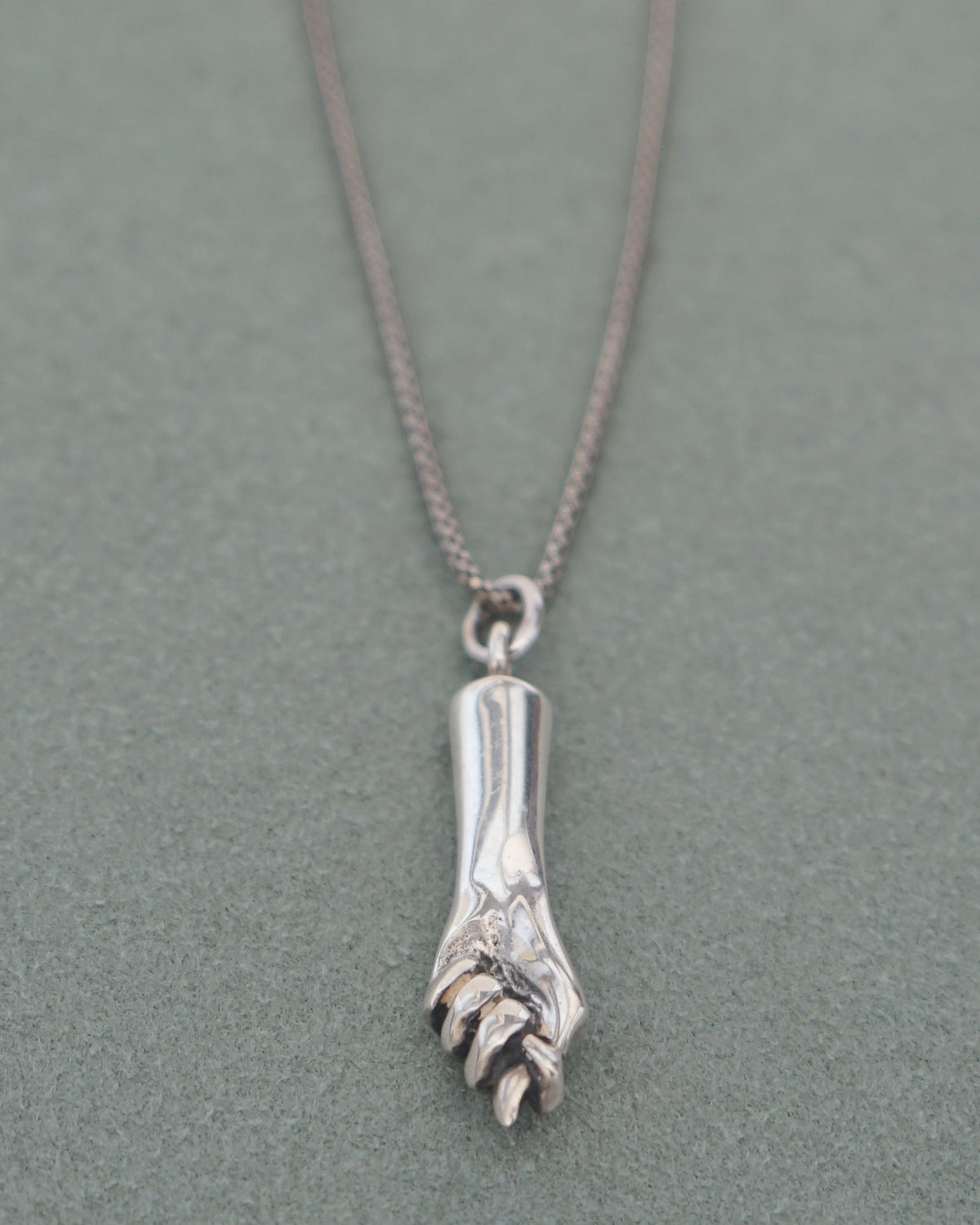 Silver Chain Necklace w/ Hand Charm