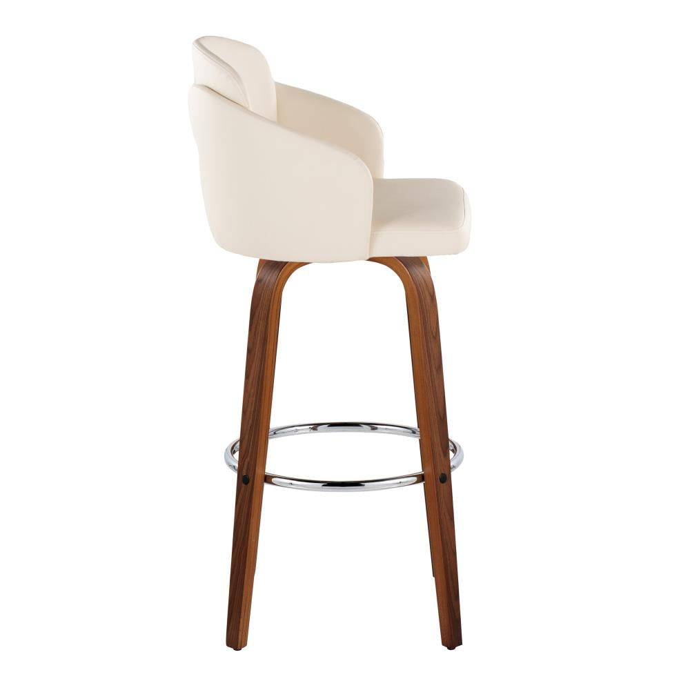 Upholstered Counter Stools with Circular Metal Footrest Rings
