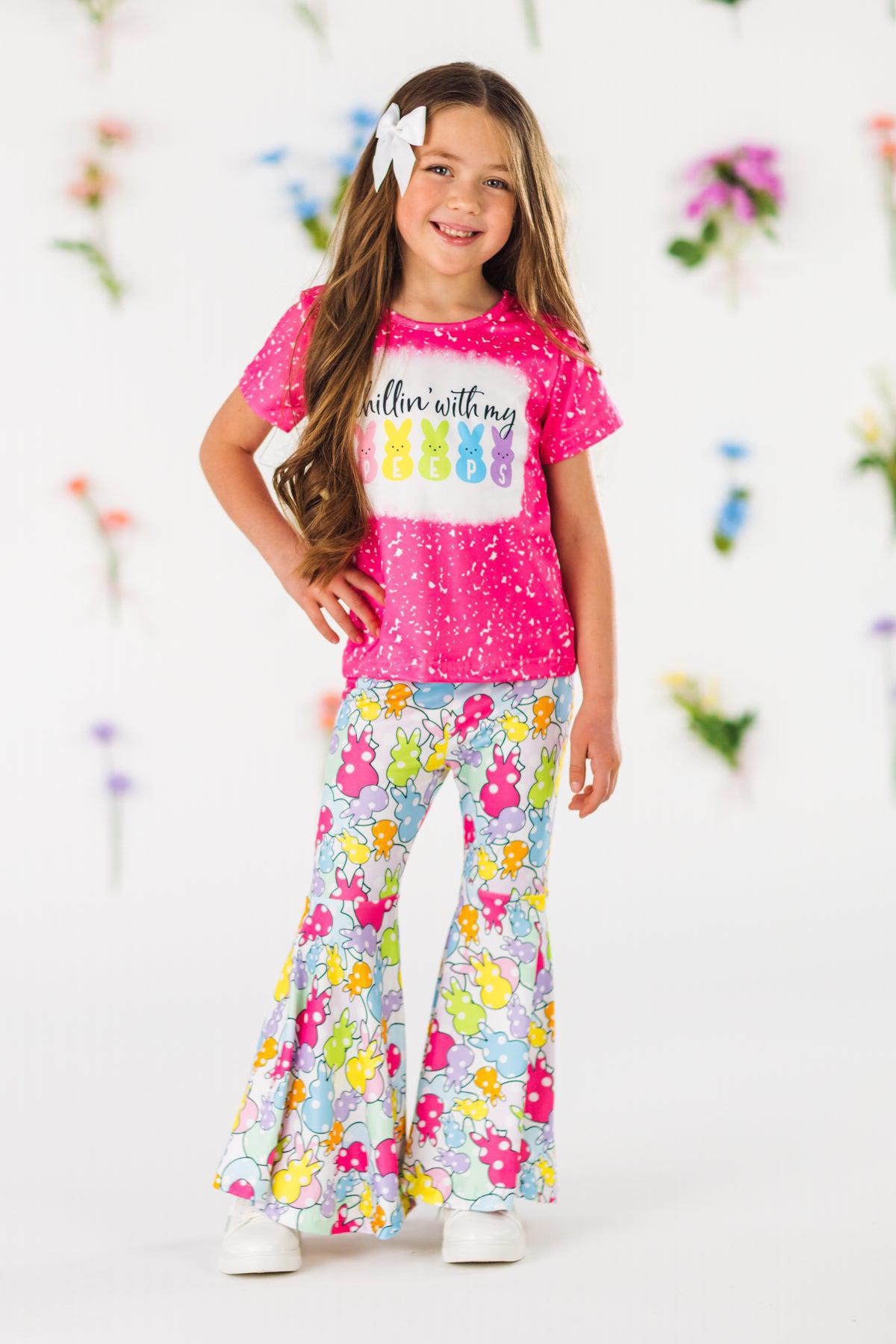 "Chillin' With My Peeps" Pink Bell Bottom Set