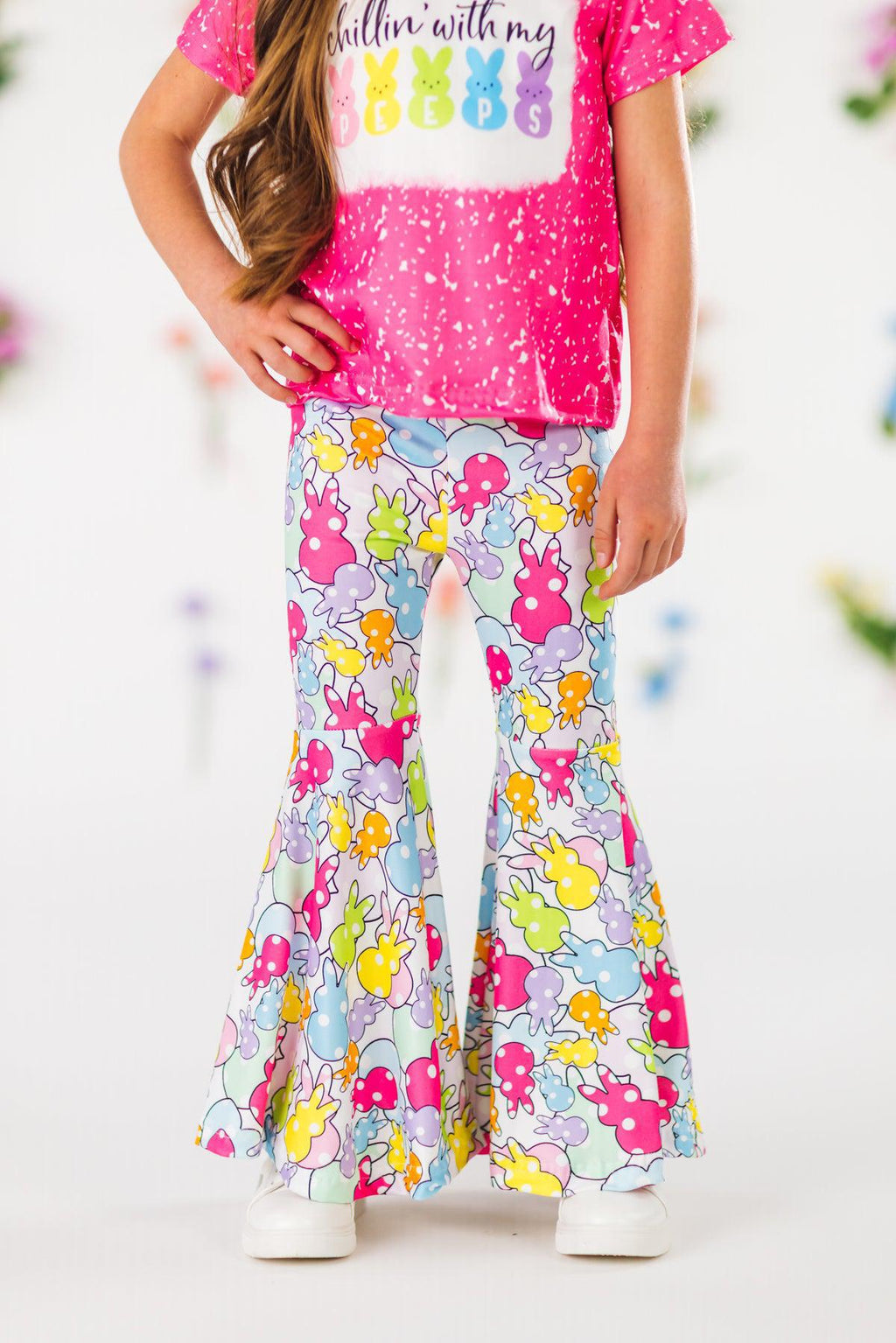 "Chillin' With My Peeps" Pink Bell Bottom Set