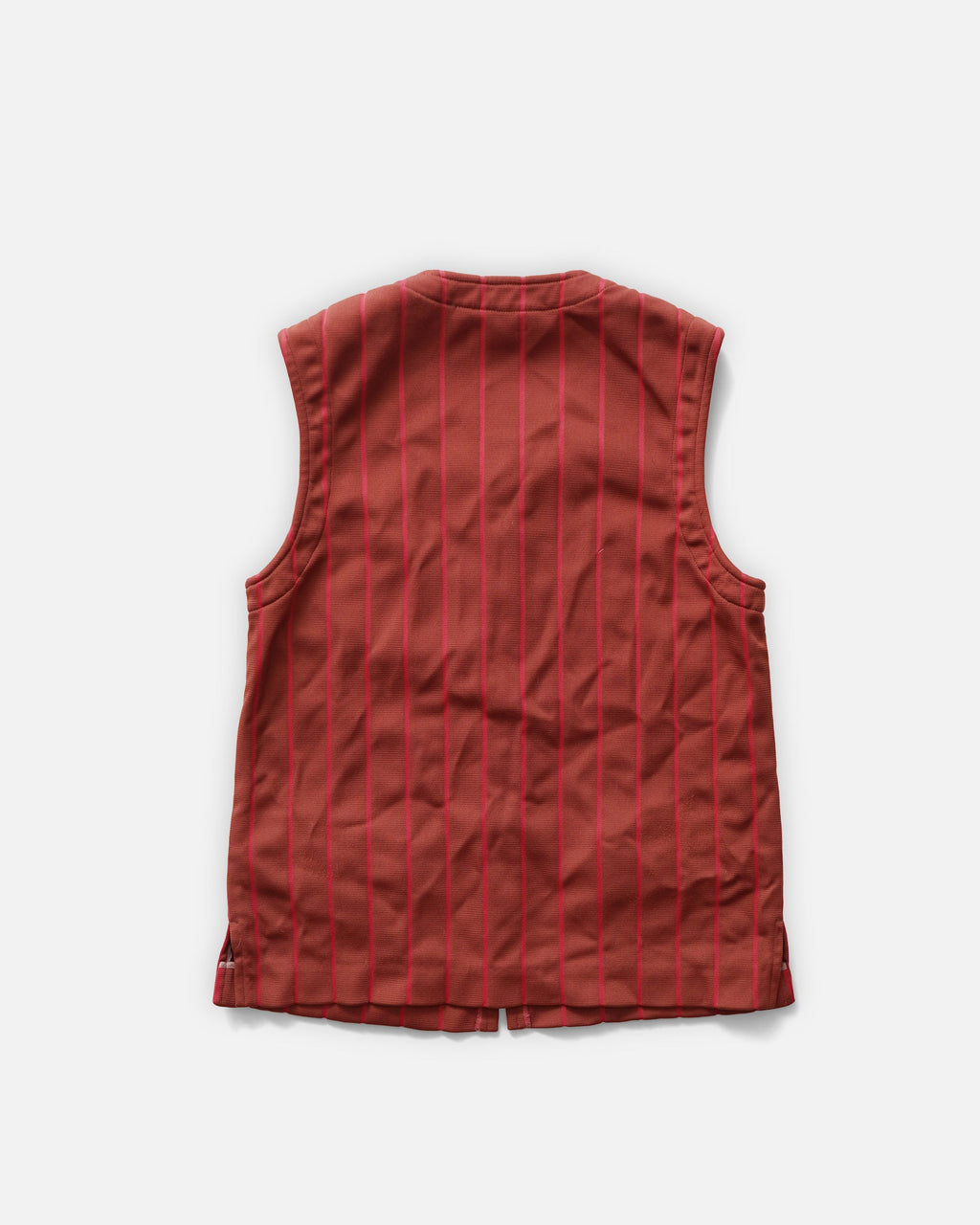 Striped Poly Zip-Up Vest