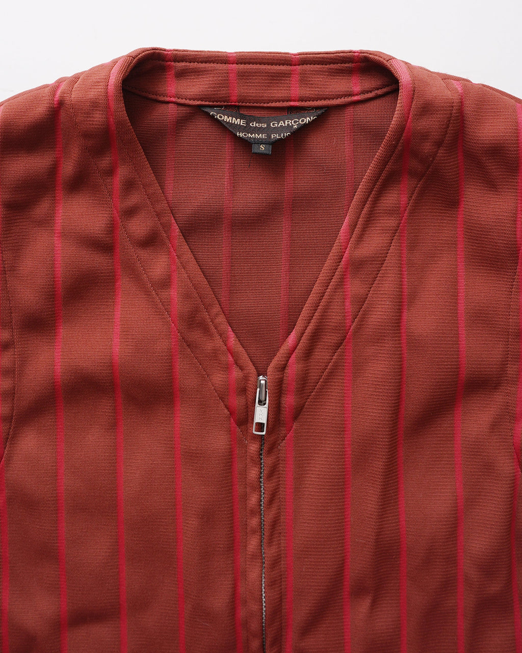 Striped Poly Zip-Up Vest