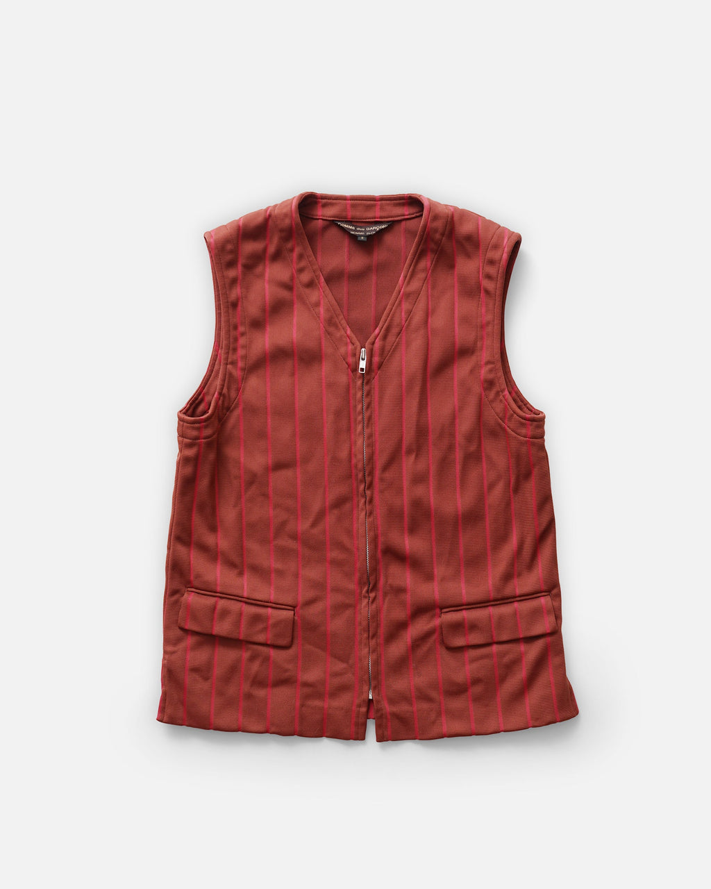 Striped Poly Zip-Up Vest