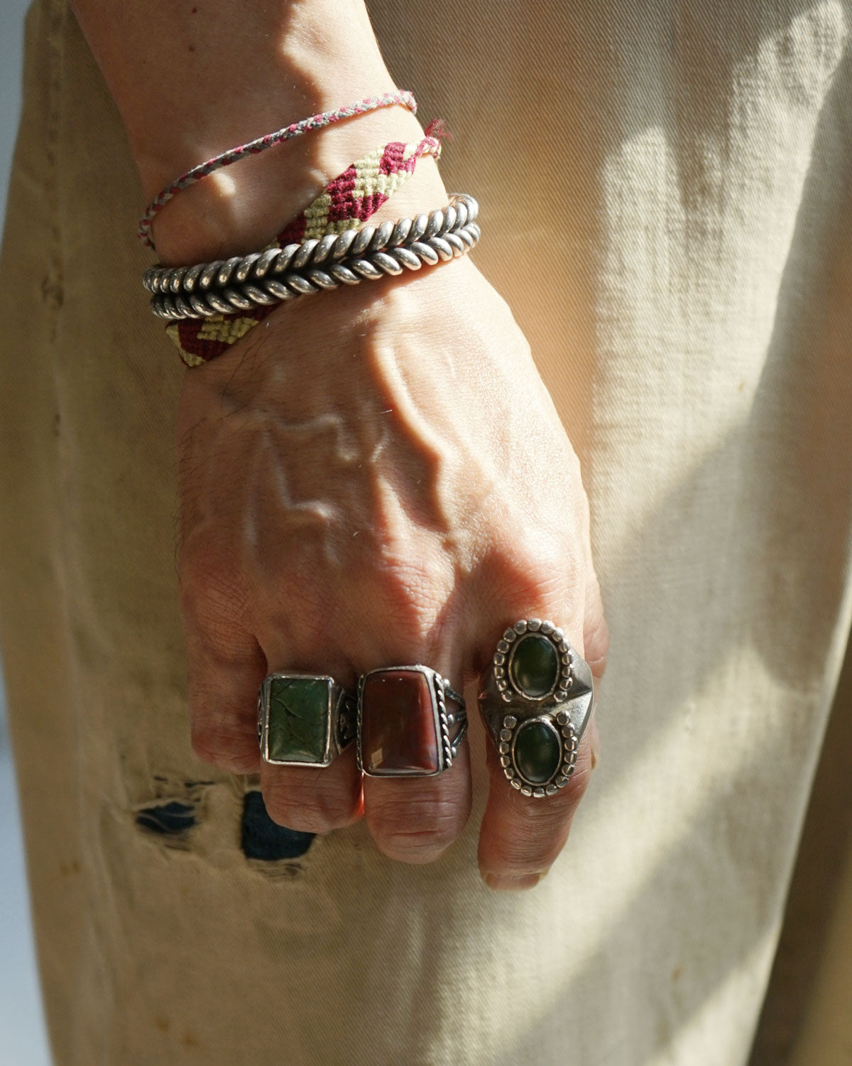Silver x Natural Stone Ring / size: 11