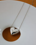 Silver Puffy Heart Necklace