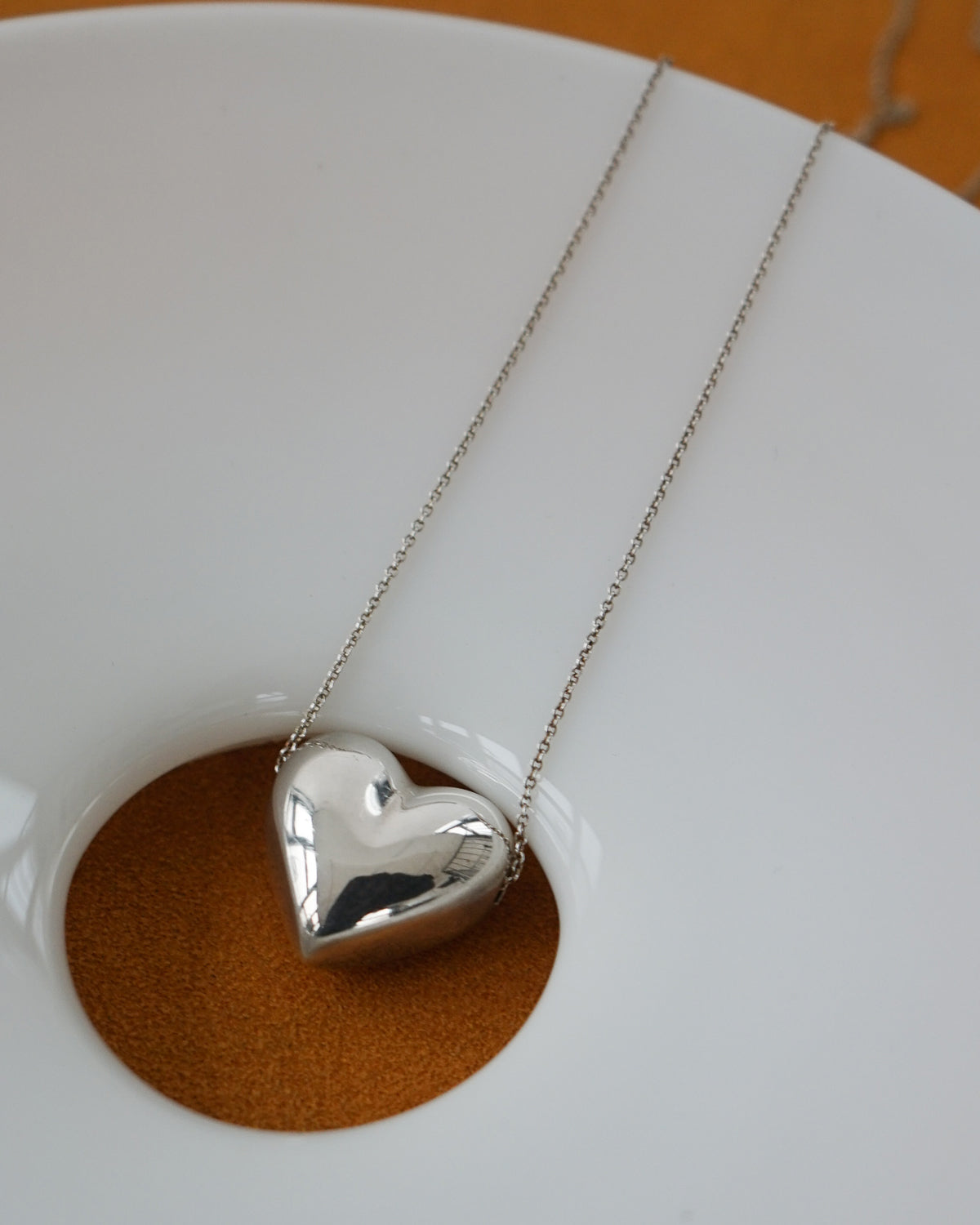 Silver Puffy Heart Necklace