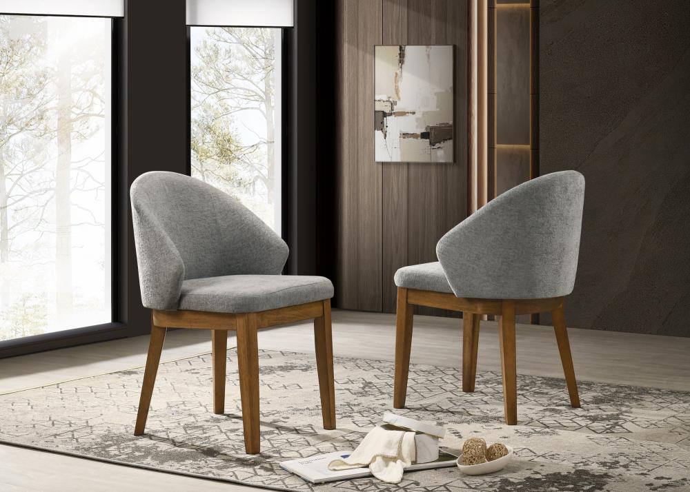 Modern Curved-Back Dining Chairs with Wooden Legs