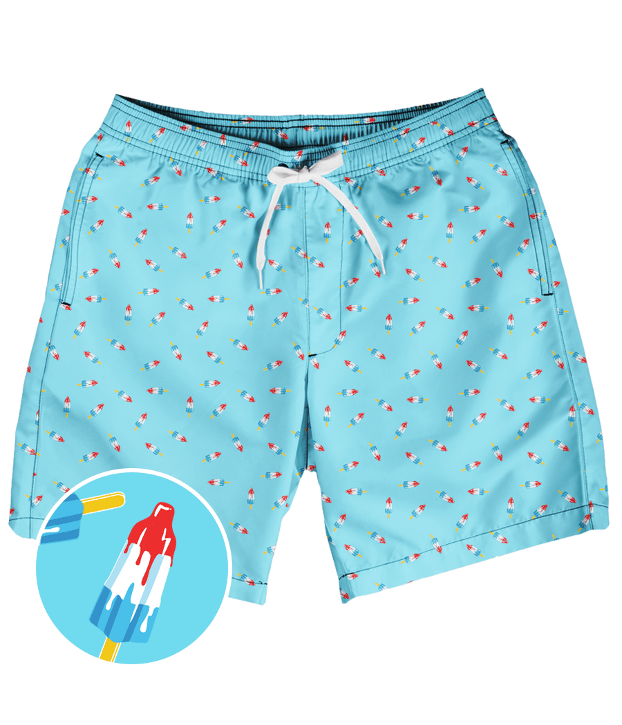 Patriotic Pops Stretch Swim Trunks - 7.5" Inseam