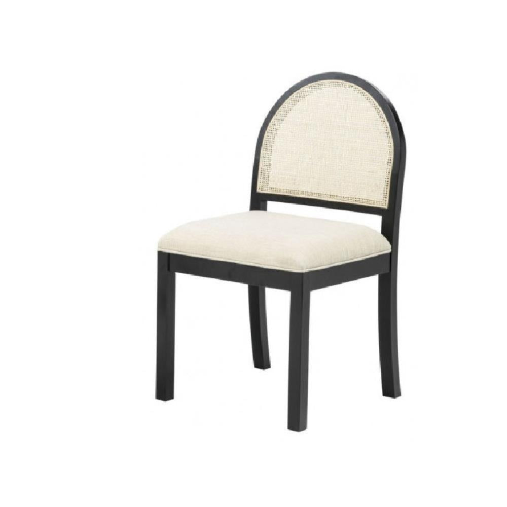 Modern Dining Chairs with Padded Seats and Rattan Accents