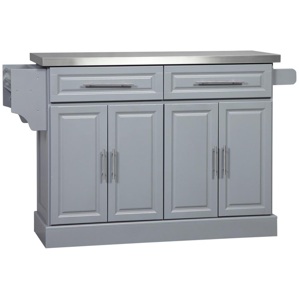Kitchen Cart with Two Drawers and Dual Cabinets