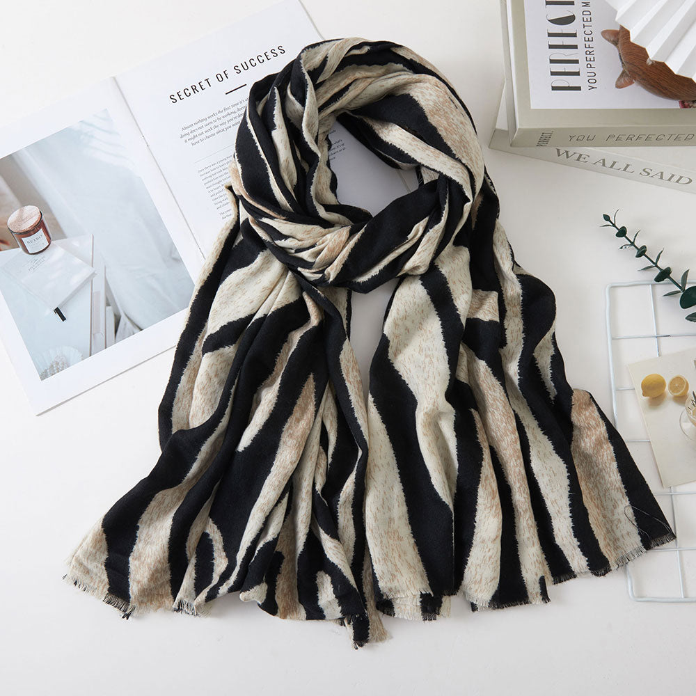 Oversized Zebra Pattern Print Wrap Scarf