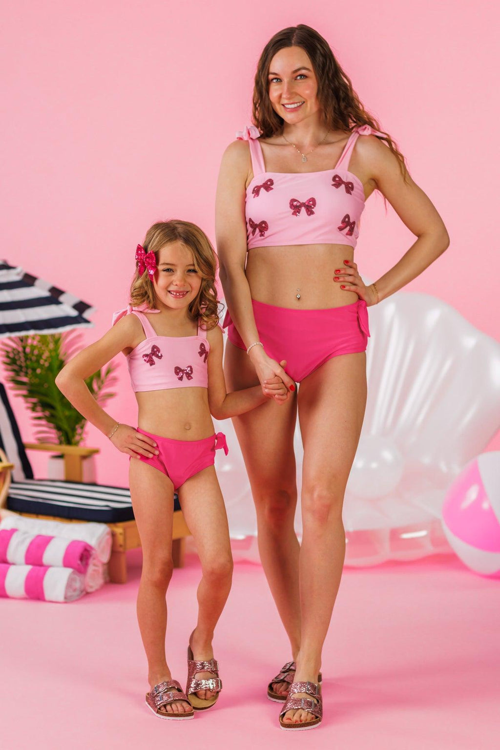 Mom & Me - Pink Sequin Bow Bikini