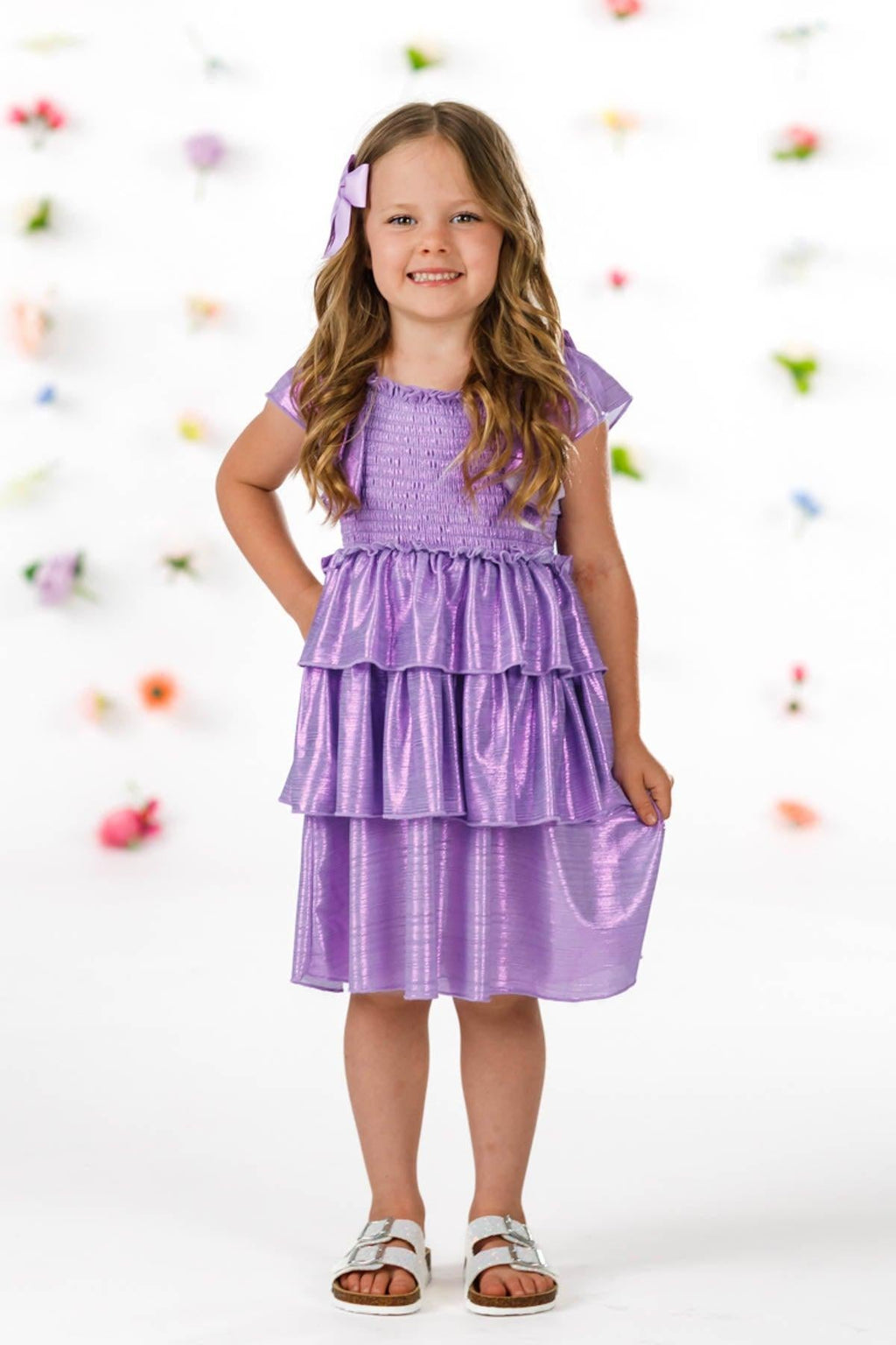 Mom & Me - Metallic Ruffle Dress