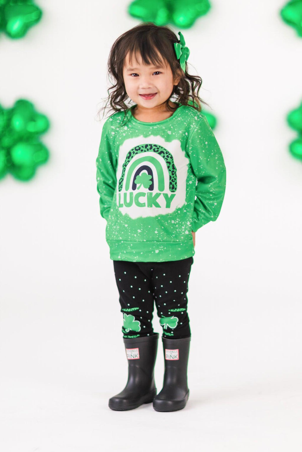 "Lucky" Green & Black Legging Set