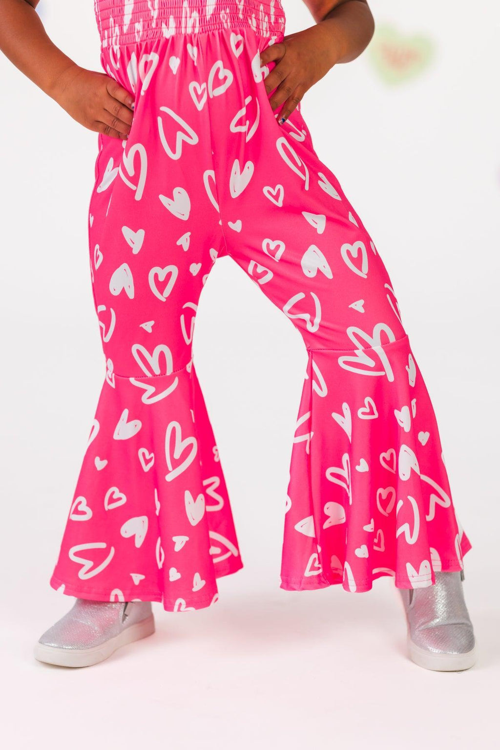 Hot Pink Heart Bell Bottom Jumpsuit