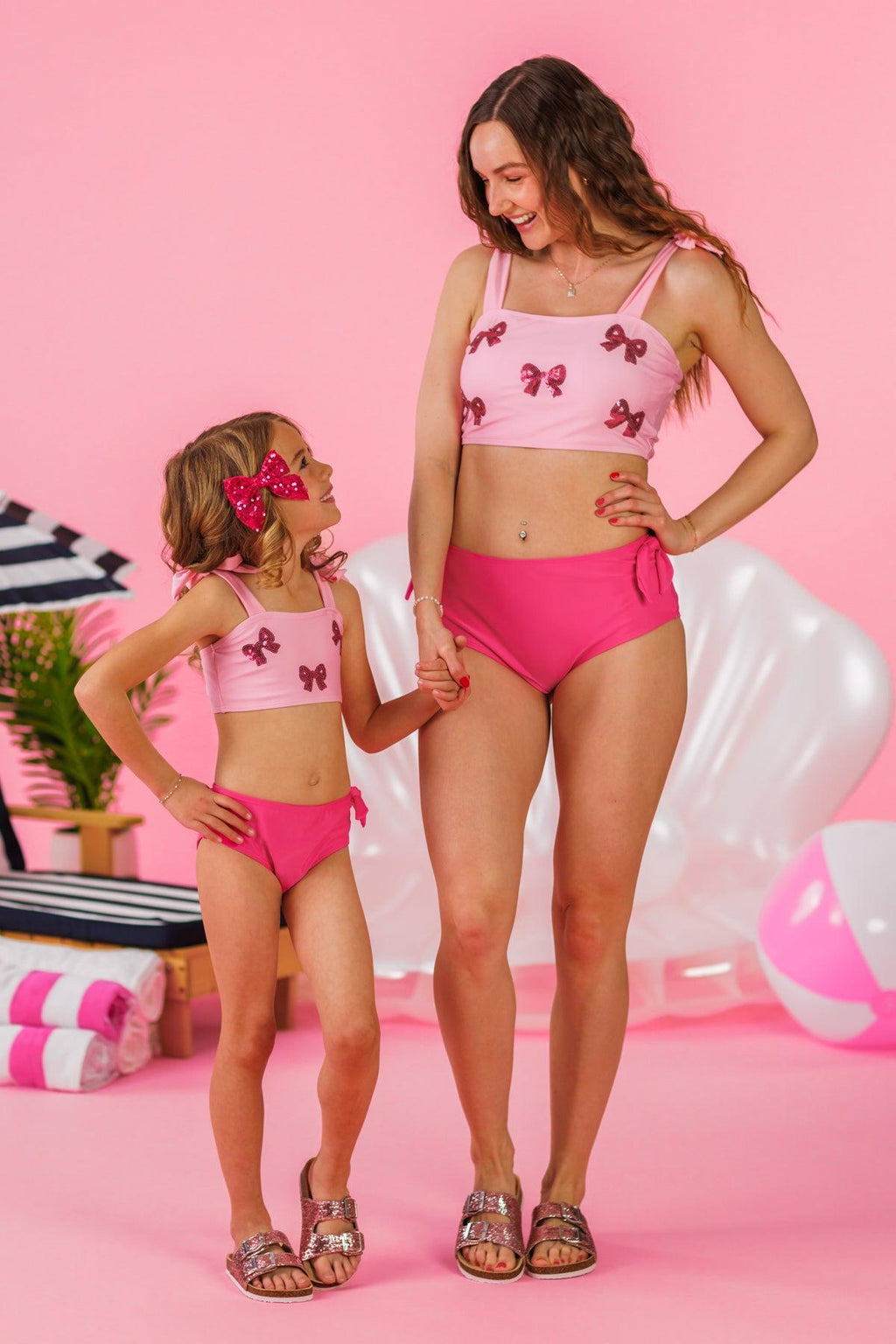Mom & Me - Pink Sequin Bow Bikini