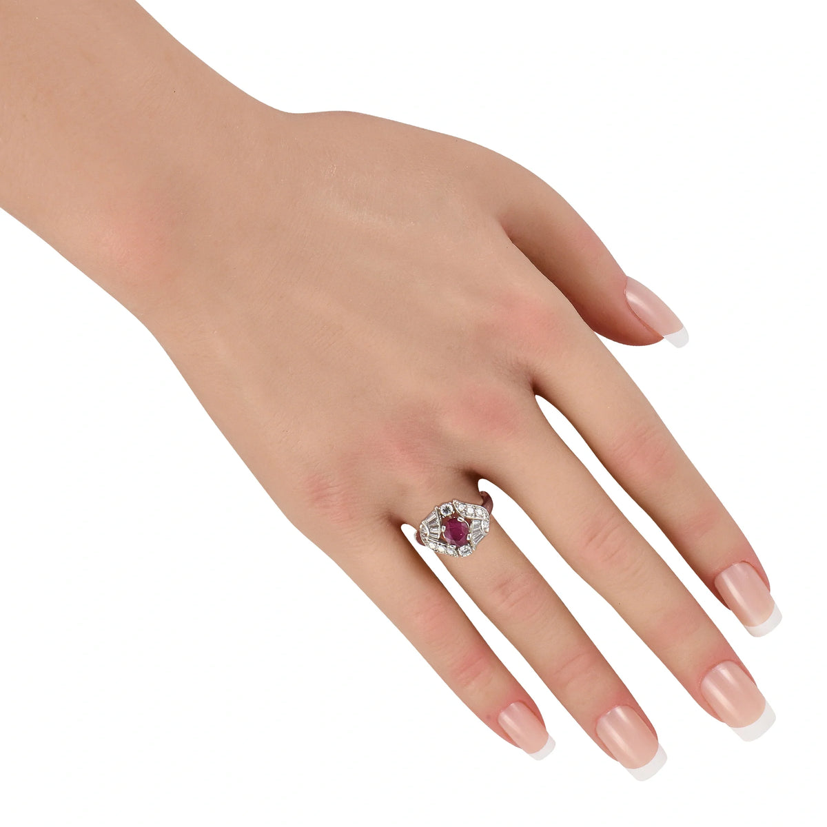 LB Exclusive Platinum 0.90ct Diamond and Ruby Ring MF12-080426