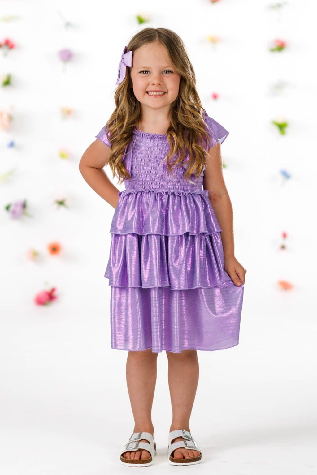 Mom & Me - Metallic Ruffle Dress