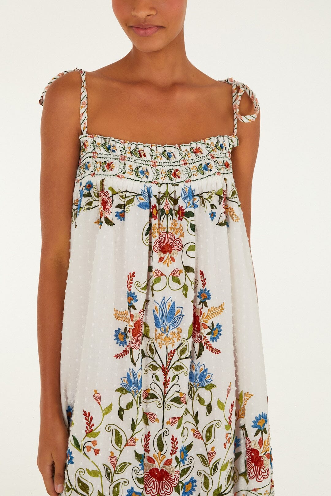 Off-White Stitched Garden Long Dress