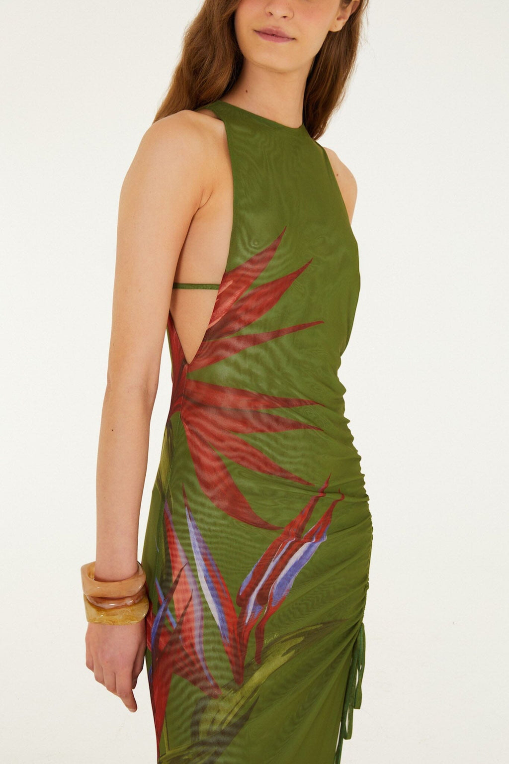 Dark Green Strelitzia Maxi Dress