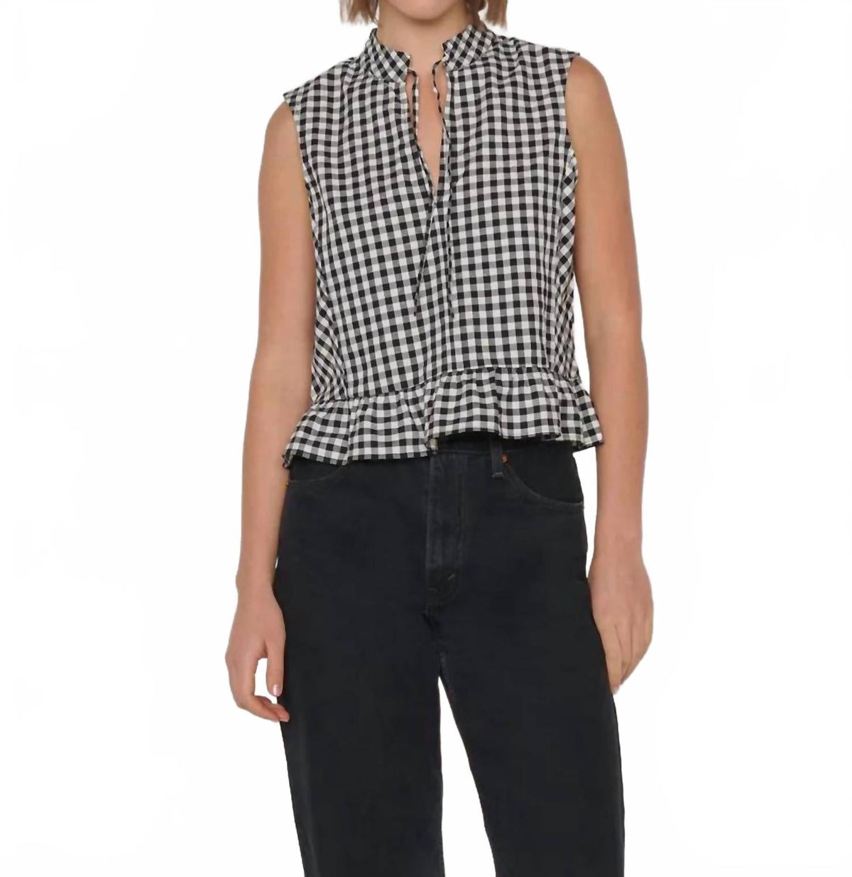Dana Boxy Sleeveless Tank Top In Black/cream