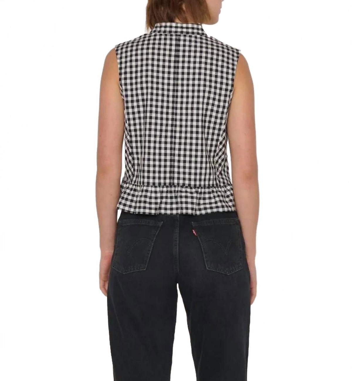 Dana Boxy Sleeveless Tank Top In Black/cream